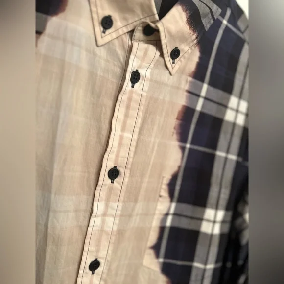SOLD Bottega Veneta Bleached Plaid Button Up Shirt - Picture 5 of 5